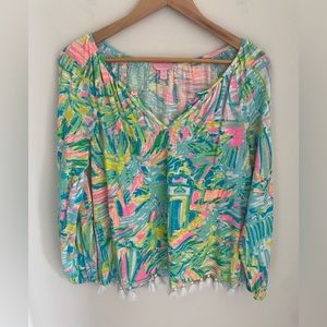 Lilly Pulitzer v neck tassel hem‎ top size xs